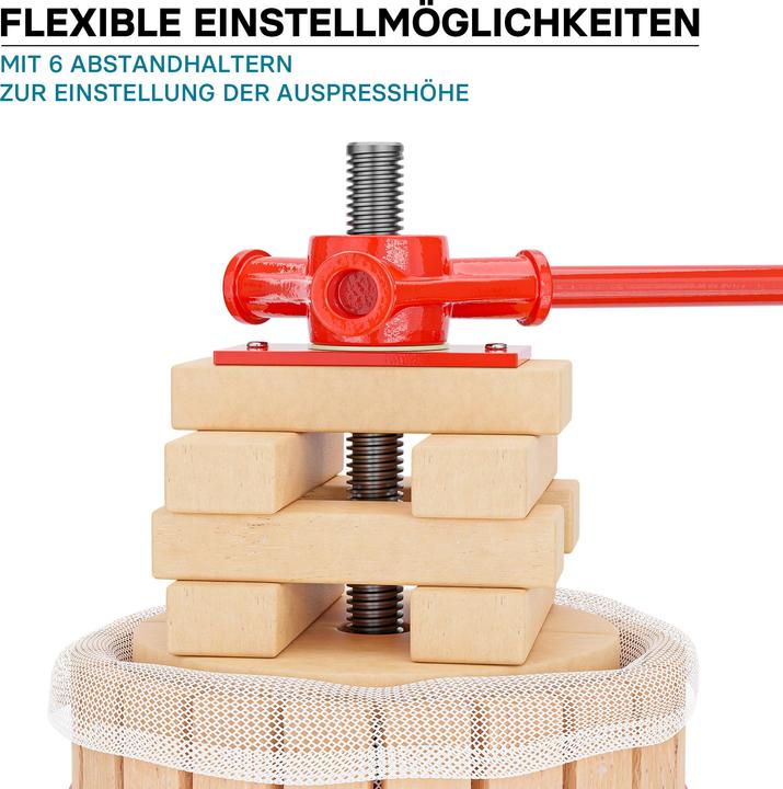 Produktbild Wiltec Obstpresse 6L mit 3x Presstuch Maischepresse Weinpresse Saftpresse