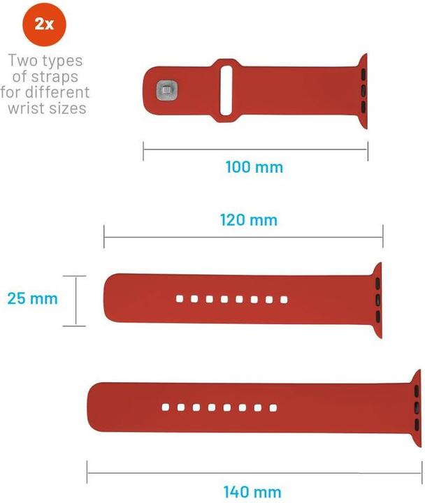 Energy Label Fixed Silicone Sporty Strap Set for Apple Watch Ultra 49mm, red (Silicone)