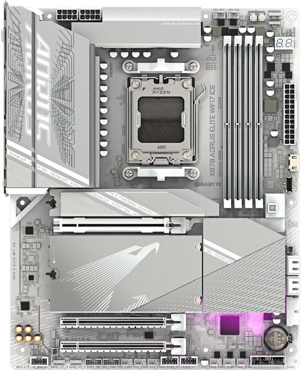 Actual product image Gigabyte X870 AORUS ELITE WIFI7 ICE (AM5, AMD X870, ATX)
