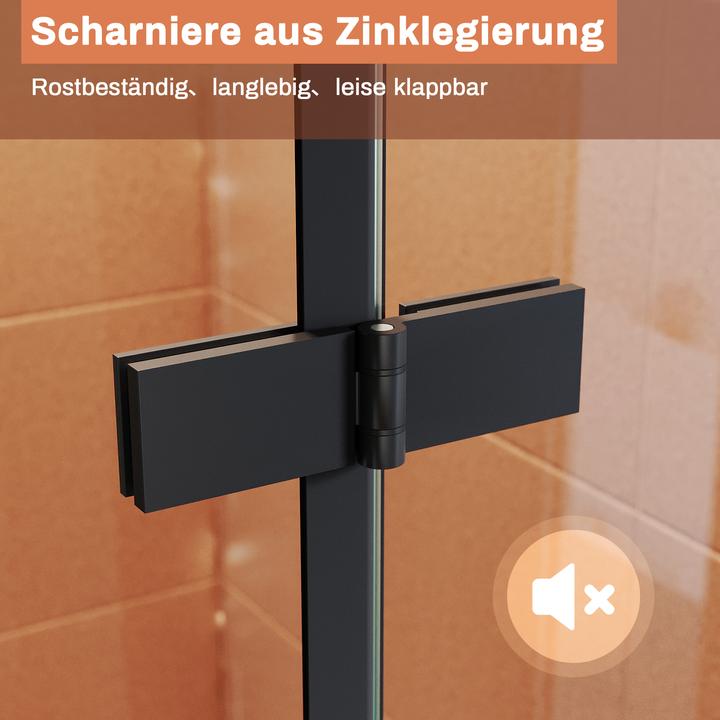 Actual product image SONNI shower cubicle with corner entry, 80 x 80 cm, black, height 195 cm, with hanging doors, 6 mm n (120 cm, 120 cm, 195 cm)