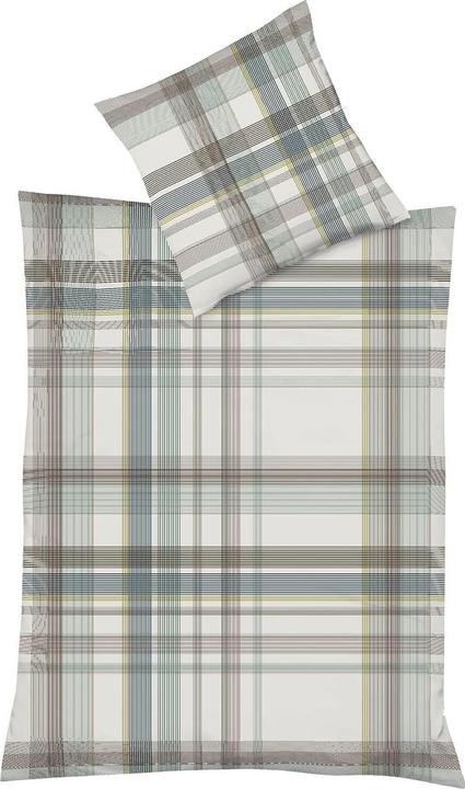 Actual product image Fleuresse Mako-Satin Bettwäsche Milano 114323 beige grün (Bedding set, 135x200 cm + 80x80 cm)