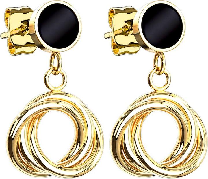 Actual product image Star Piercing Earring gold plated pendant intertwined circles (without brass, Surgical steel 316L)