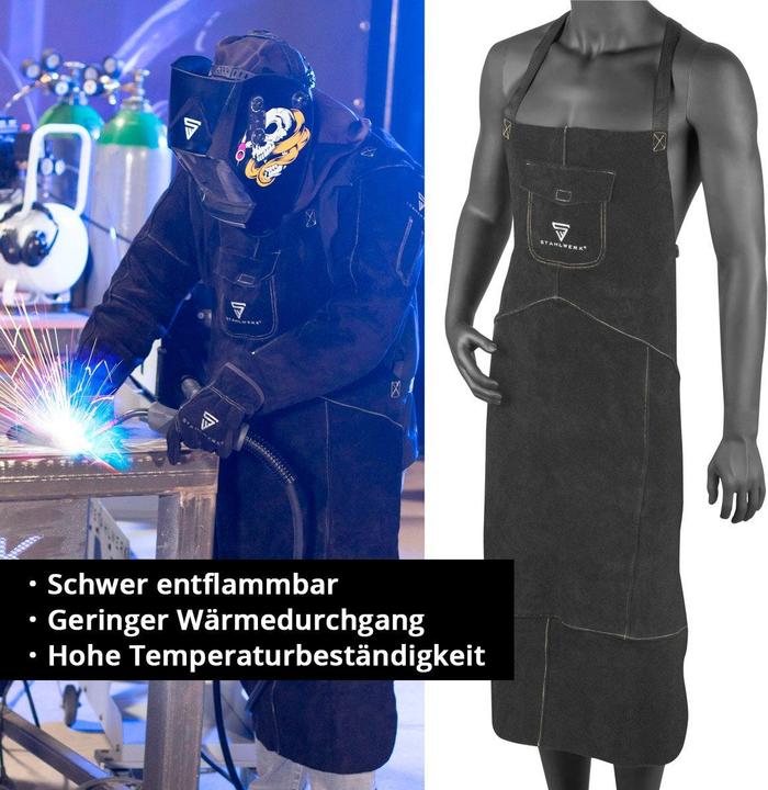 Produktbild Stahlwerk Schweisserschürze Schwarz Aus Hochwertigem Spaltleder (XL)