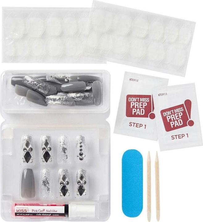 Actual product image Herba Kiss Majestic Nails - Sparkle (Artificial nails, Grey, Transparent)