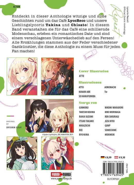 Actual product image Panini Lycoris Recoil: Repeat 01 (German, Spider Lily, Ginmoku, Raika Suzumi, Takeshi Kojima, Ren Sakuragi, Gunp, Jizai Nyoi, Nikomi Wakadori, Itsuki Takano, Miki Morinaga, Mikazuchi, Mekimeki, Ryo Niina, Somechime, Ree, 2024)