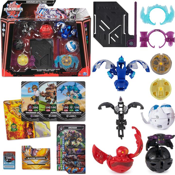 Produktbild Bakugan - Battle 5-Pack Special Attack - Dragonoid x Ventri x Bruiser x Octogan x Trox - spinnende actiefigu