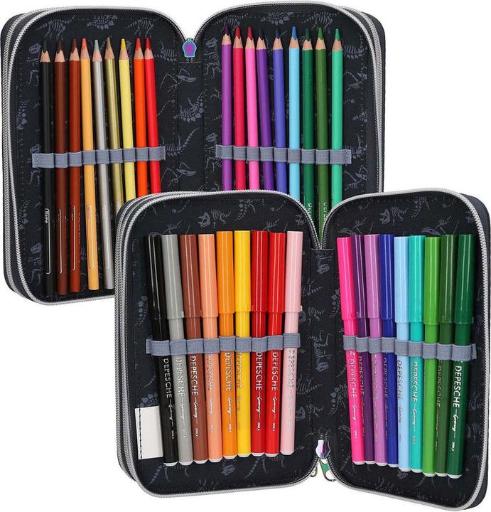 Produktbild Magni DEPESCHE DINO World Federtasche LED GALAXY T-rex 3-Fach gefüllt dunkelblau