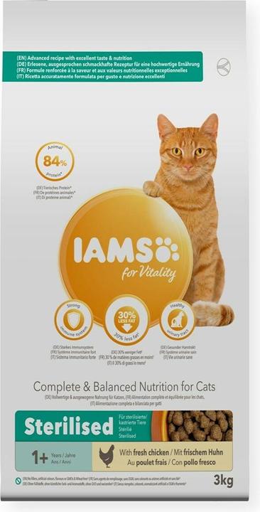 Actual product image Iams for Vitality Sterilised with Chicken (Senior, Adult, 1 pcs., 3000 g)