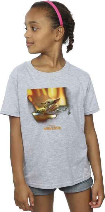 Actual product image Star Wars Girls The Mandalorian Grogu Painted Cotton T-Shirt (152, 158)