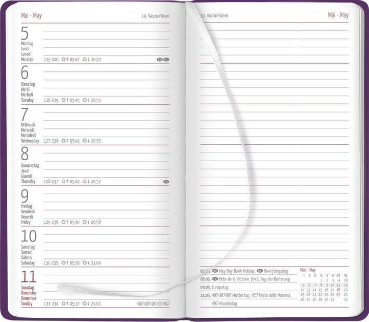 Actual product image Alpha Edition Ladytimer Slim Deluxe Purple 2025 Pocket Calendar, 9x15,6cm, Calendar with 128 pages (9 x 16 cm, German)