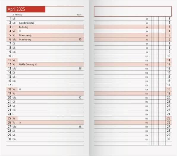 Image du produit Rido Calendrier de remplacement TM11 8,7x15,3cm 1 mois/2 pages 2025 (Allemand)