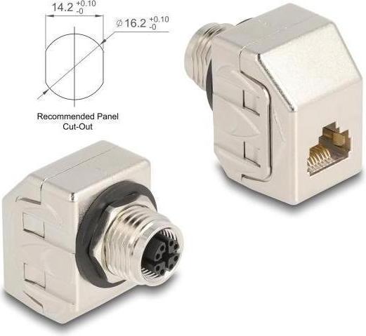 Produktbild Delock M12 Adapter X-kodiert 8 Pin Buchse zu RJ45 Buchse Cat (Netzwerk Zubehör)