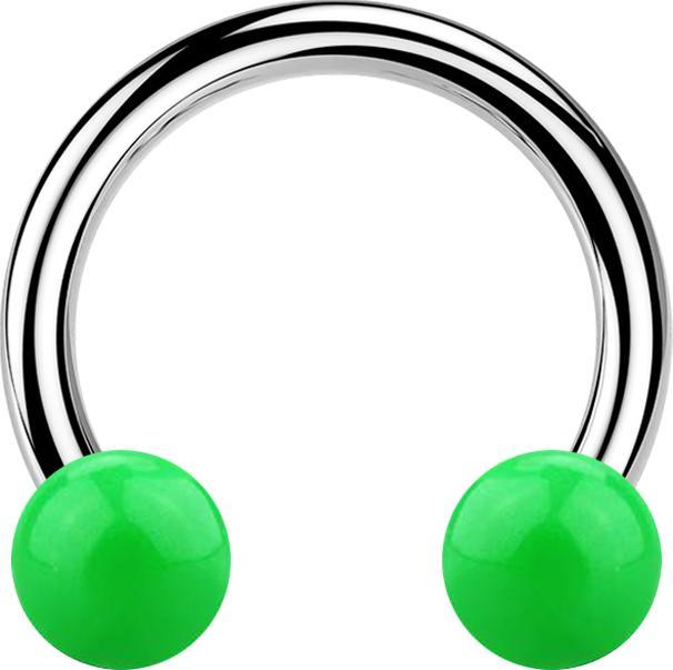 Actual product image Star Piercing Micro Circular Barbell silver with two balls green (without brass, Acrylic, Surgical steel 316L)