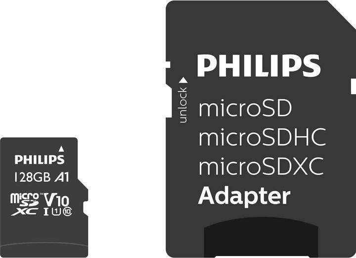 Produktbild Philips MicroSDXC Class 10 UHS-I U1 mit Adapter (128 GB, microSDXC, U1, UHS-I)