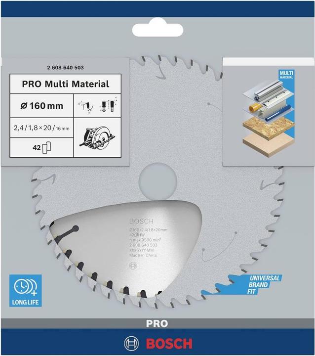 Immagine prodotto Bosch Professional Zubehör Lama per sega circolare PRO Multi Material, 160 x 2,4 x 20 mm