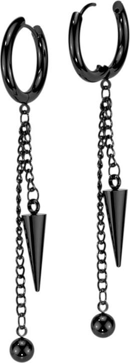 Produktbild Hollywood Body Jewelry Ohrring schwarz Anhänger Ketten mit Kugel und Cone (ohne Messing, Chirurgenstahl 316L)