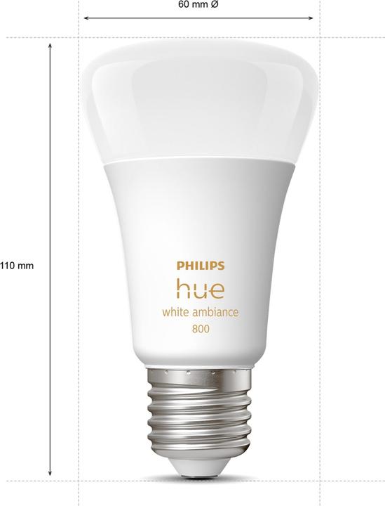 Produktbild Philips Hue White Ambiance (E27, 8 W, 1100 lm, 1 x, F)