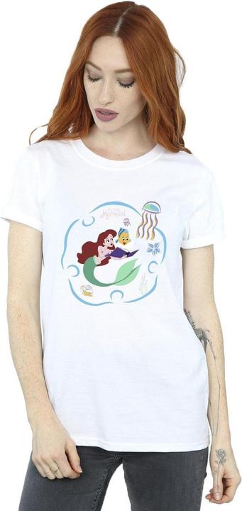 Actual product image Disney Womens/Ladies The Little Mermaid Reading A Book Cotton Boyfriend T-Shirt (3XL)