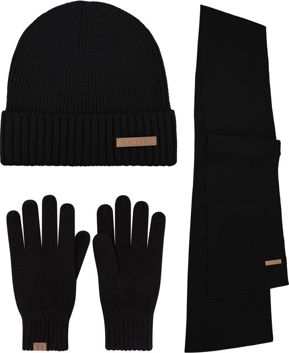 Image du produit Normani Ensemble d'hiver en laine mérinos bonnet, écharpe et gants lisses Yuma - 9623 (Taille unique)