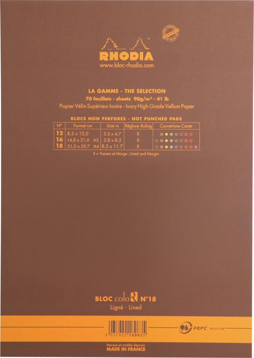 Produktbild Rhodia Blöcke geheftet 90g Basics (A4, Liniert, Weicher Einband)