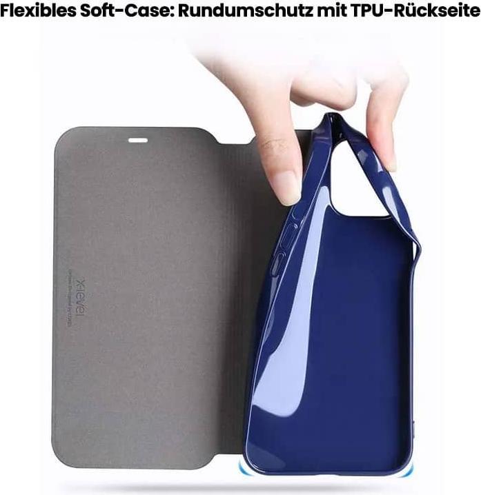 Produktbild X-Level iPhone Xr - FIBColor Flip Etui, Kunstleder, 360° Rundumschutz, Pink (Apple iPhone XR)