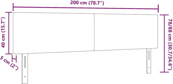 Produktbild VidaXL Kopfteil Einfaches Design Dunkelgrau 200 cm Cord-Stoff