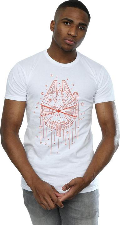 Actual product image Star Wars Mens Millennium Falcon Christmas Tree Delivery T-Shirt (3XL)