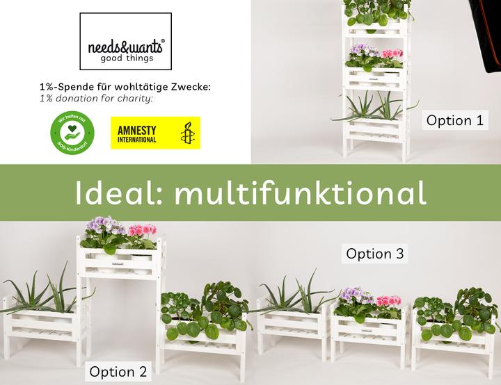 Immagine prodotto Needs&Wants Multi-Pflanzenständer "Placy1" mit 3 Kästen, Fichte (weiss)