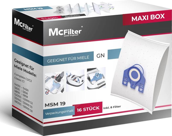 Mc Filter 16 Staubsaugerbeutel geeignet für Miele Staubsauger GN Serie S2 S4 S5 S6 S8 (16 x)