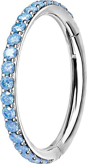 Immagine prodotto Star Piercing Anello a micro segmenti con cerniera in argento e cristalli laterali color acqua (Acciaio chirurgico 316L, senza ottone)