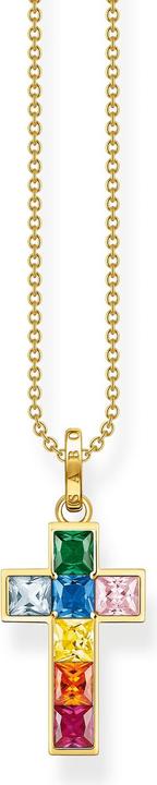 Produktbild Thomas Sabo Halskette Kreuz Bunte Steine Gold (925er Silber, 40 - 45 cm)
