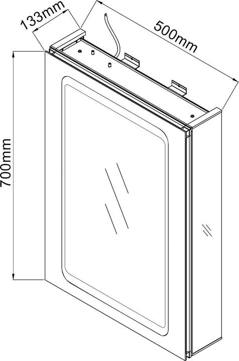 Actual product image SONNI LED mirror cabinet with light, 50 x 70 cm, aluminum, anti-fog, wireless hinges, can be used in (50 x 70 x 20 cm)