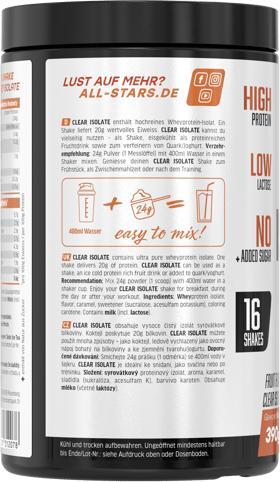 Image du produit All Stars Clear Isolate Whey Protein (boîte de 390g) (Ice Tea Mangue Pêche, 1 pcs, 400 g)