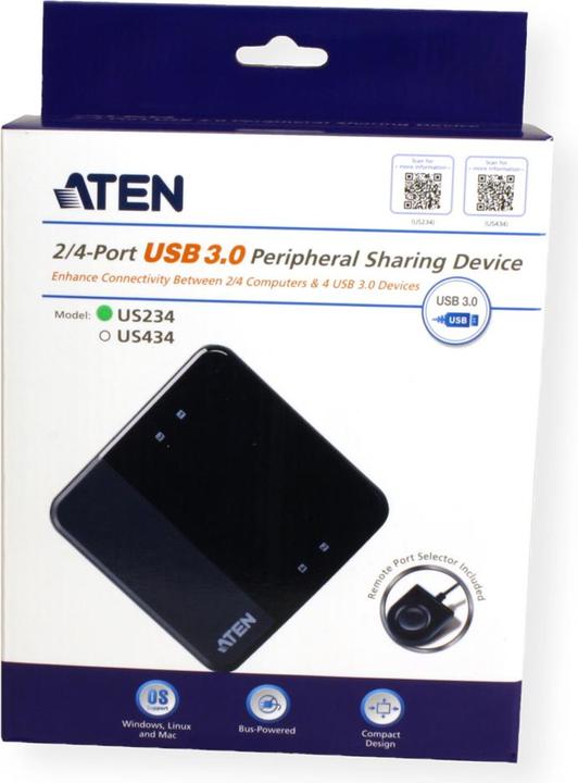 Image du produit Aten Commutateur de partage USB 3.0 : 2 ports