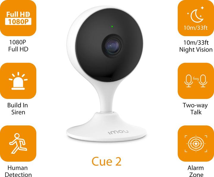 Image du produit Imou IPCam Cue2-D intérieur 2MP WLAN 1080P H.264 IR APP (1920 x 1080 Pixels)