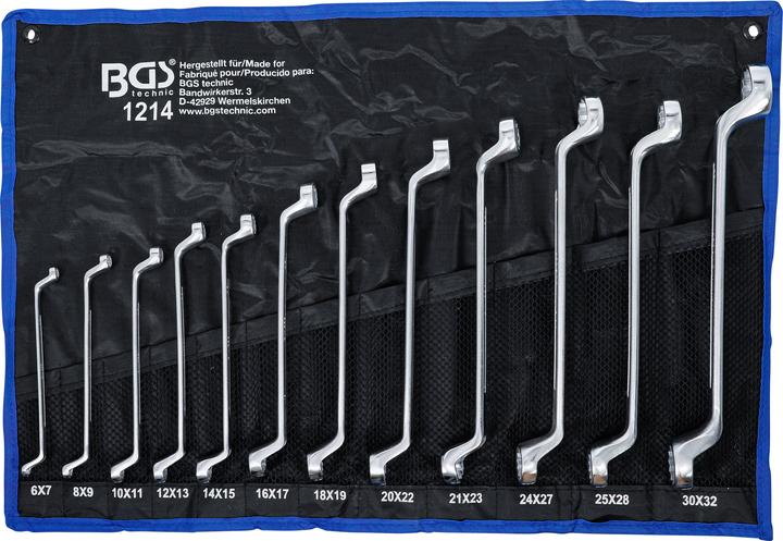 Actual product image BGS Set di 12 Chiavi a doppio anello, a gomito SW 6 x 7 - 30 x 32 mm ( 1214 ) (19 mm, 6 mm, 12 mm, 24 mm, 14 mm, 22 mm, 16 mm, 23 mm, 10 mm, 21 mm, 18 mm, 27 mm, 7 mm, 17 mm, 11 mm, 15 mm, 26 mm, 30 mm, 8 mm, 28 mm, 9 mm, 29 mm, 13 mm, 20 mm, 25 mm)