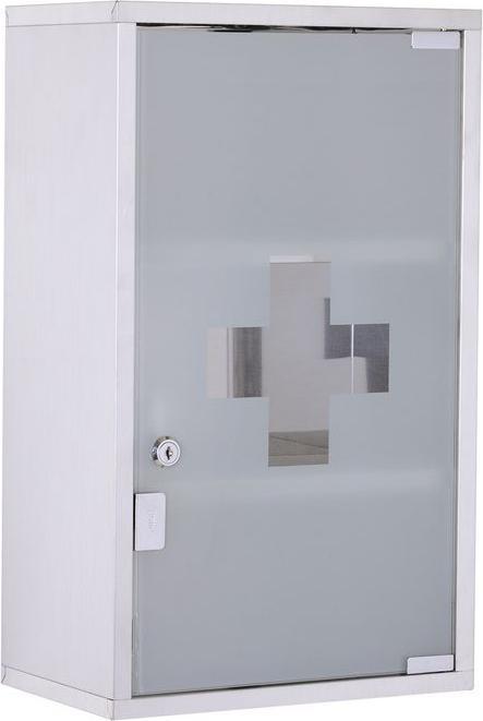 Actual product image Swisshandel24 Medicine cabinet First aid cabinet with lock Stainless steel 30 x 18 x 50 cm (30 x 18 x 50 cm)