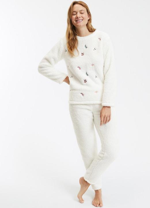 Produktbild La Redoute Collections Pyjama aus Fleece mit Blätterstickerei (34)