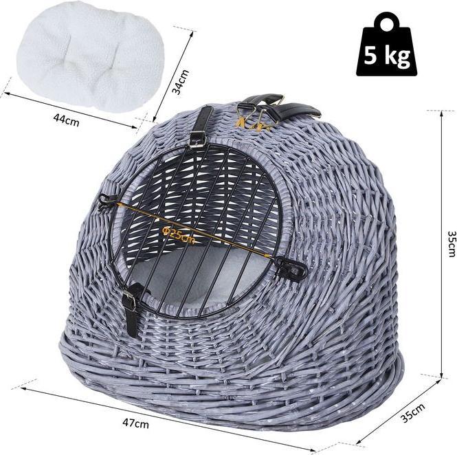 Image du produit Swisshandel24 Panier de transport Caisse de transport pour chats chiens, niche en osier avec grille, niche pour (Chat)