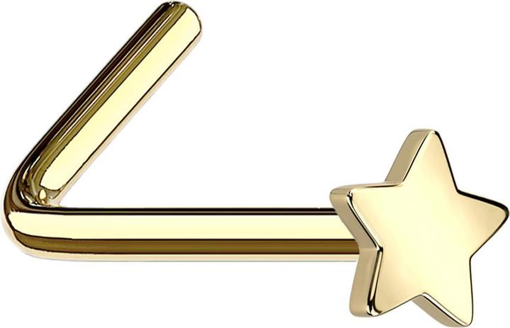 Immagine prodotto Star Piercing Borchia da naso angolata placcata oro con stella (Titanio G23, senza ottone)
