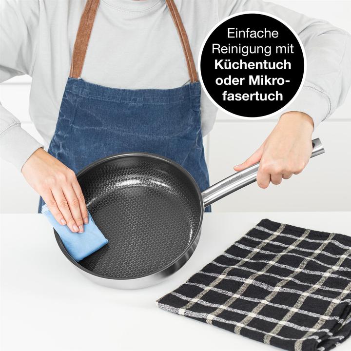 Produktbild Moritz & Moritz Edelstahlpfanne Wabenstruktur 24cm mit Keramikbeschichtung der neuesten Generation (Pfannenset + Topfset, Edelstahl)