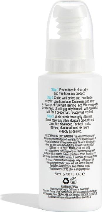 Actual product image Bondi Sands Pure Self Tanning Face Mist (Self tanning spray, 70 ml)