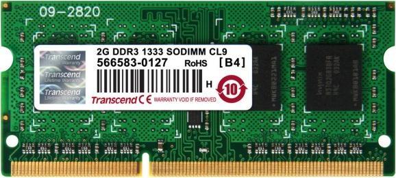 Actual product image Transcend Memory 2 GB (1 x 8GB, 1333 MHz, DDR3-RAM, SO-DIMM)