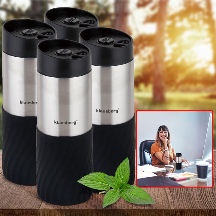 Produktbild Klausberg 4er-Set Doppelwandiger Thermobecher, 420ml, schwarz (0.42 l)