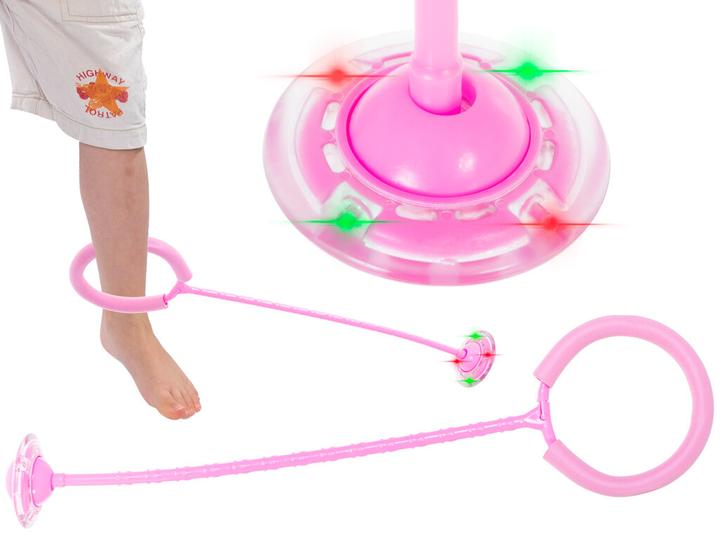 Ikonka Hula-Hoop-Bein-Sprungball leuchtende LED rosa