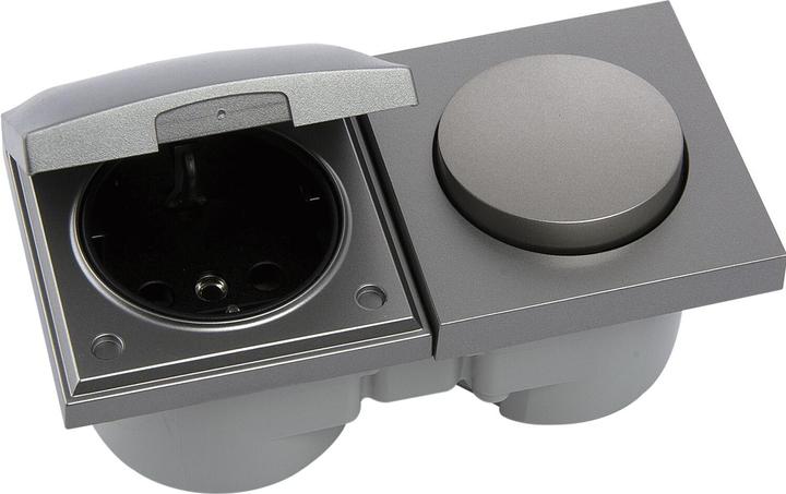 Berker Integro Pure switch/cover stainless steel effect + socket outlet black
