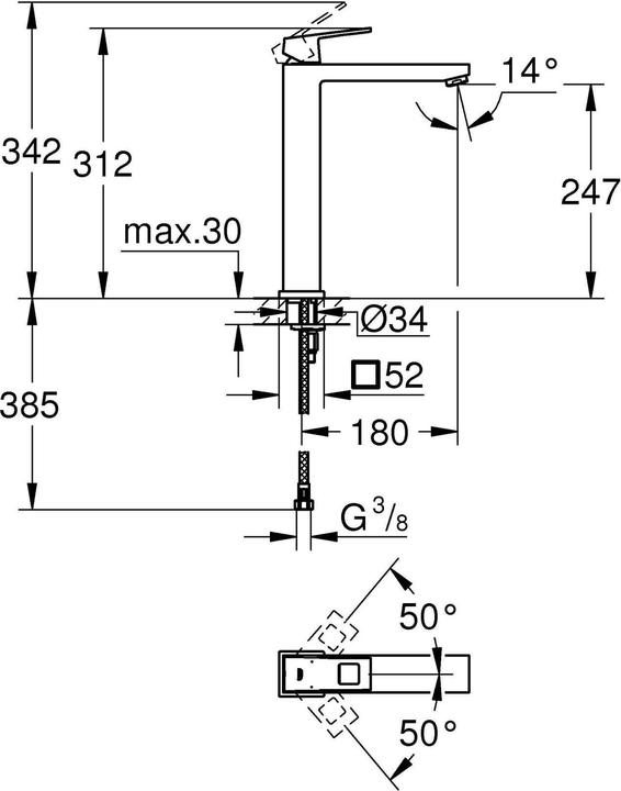 Actual product image Grohe Eurocube single-lever basin mixer XL-Size