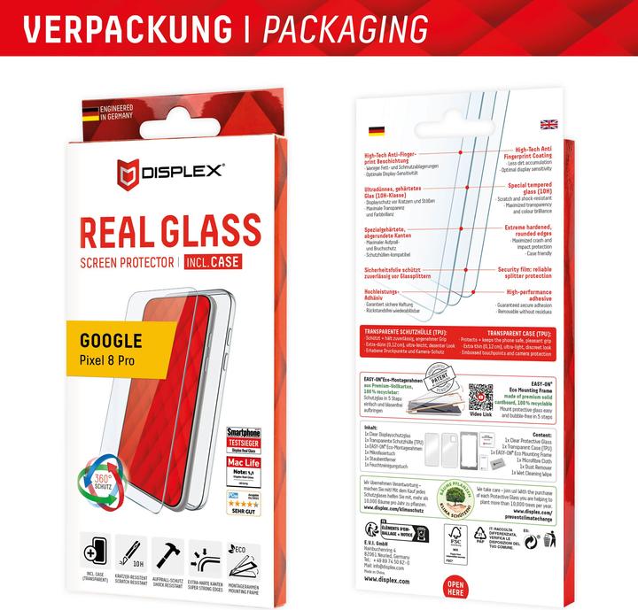 Actual product image Displex Real Glass, 2D Panzerglas + Handyhülle (1 Piece, Google Pixel 8 Pro)