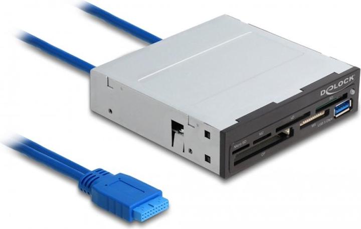 Actual product image Delock 3,5Zoll SuperSpeed USB Card Reader 6 Slots + 1 x USB Typ-A Buchse (USB 3.2)