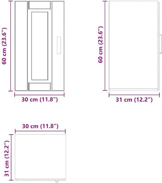 Actual product image VidaXL Kitchen wall unit Porto high-gloss white wood-based material (30 x 31 x 60 cm)